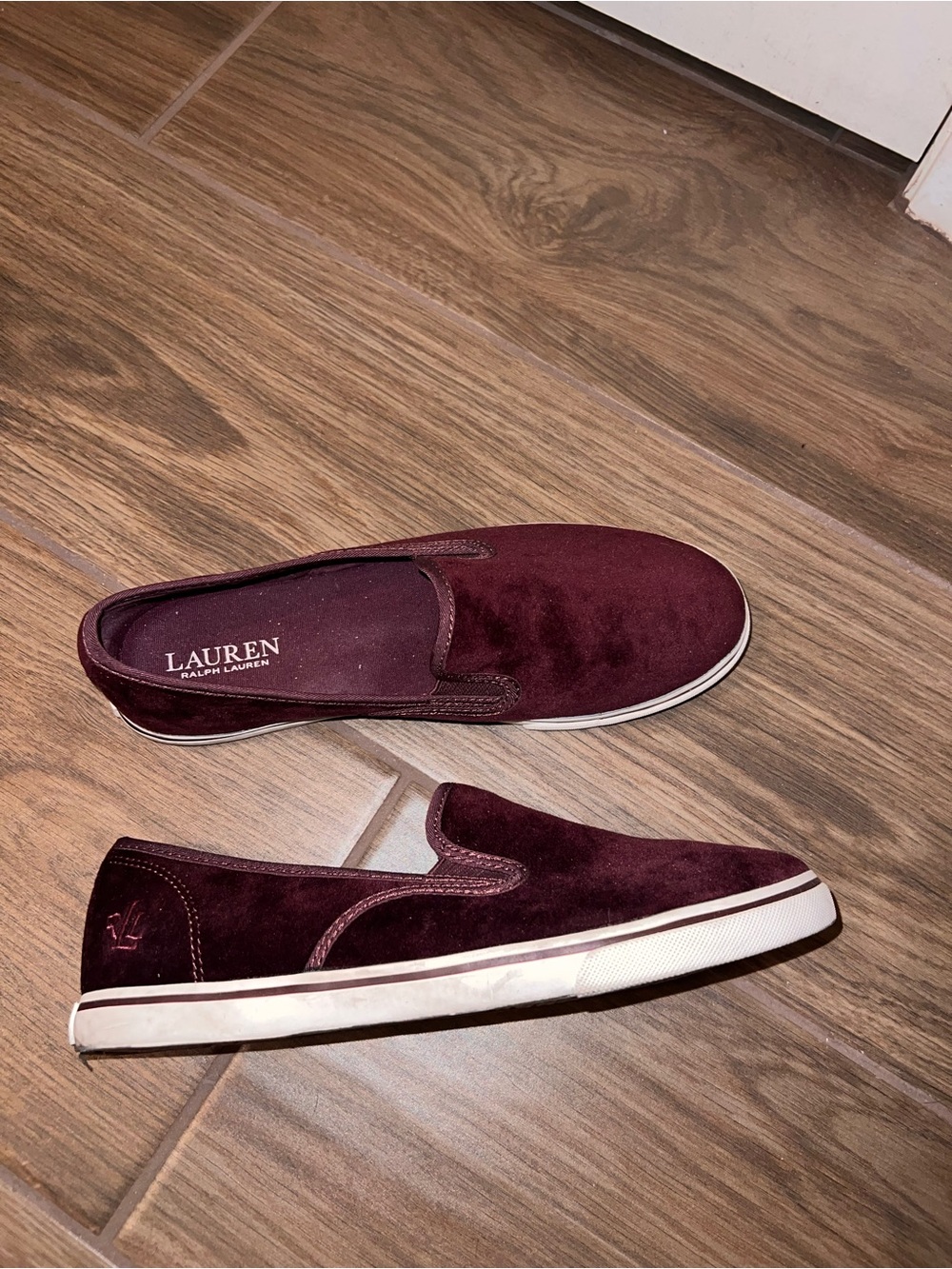 Lauren Ralph Lauren womens Burgundy Suede Slip-On Loafers - Picture 4 of 6